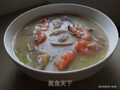 Make Seafood congee step 8