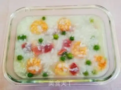 Make Ham shrimp congee step 9