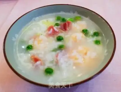 Make Ham shrimp congee step 10