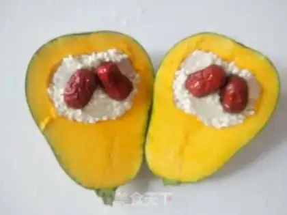 Make Red-tree rice steamed pumpkins step 4