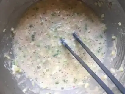 Make Squid egg oatmeal step 3