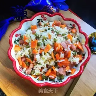 Make Sour bean sausage fried rice step 8