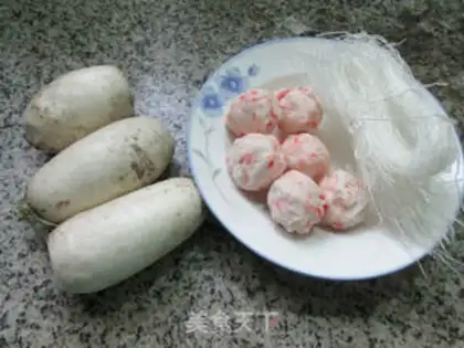 Make The fan shrimp ball boils radish step 0