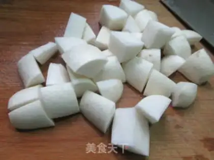 Make The fan shrimp ball boils radish step 2