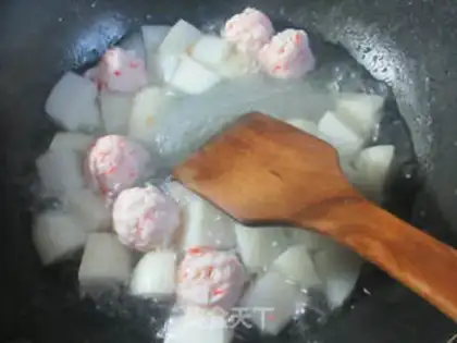 Make The fan shrimp ball boils radish step 6