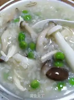 Make Chicken-swiss beans and mushroom congee step 17
