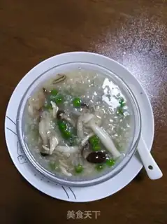 Make Chicken-swiss beans and mushroom congee step 18
