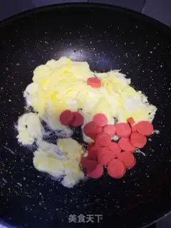 Make Ham sausage egg fried rice step 2