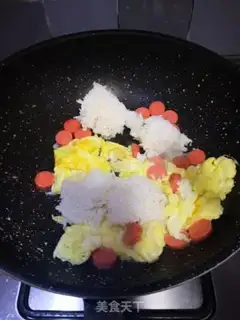 Make Ham sausage egg fried rice step 3