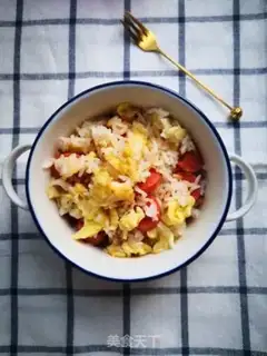 Make Ham sausage egg fried rice step 6