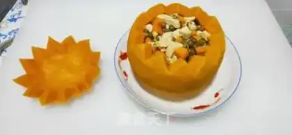 Make Pumpkin steam chicken step 12