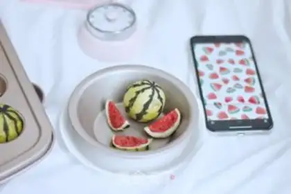 Make Little watermelon bread step 14
