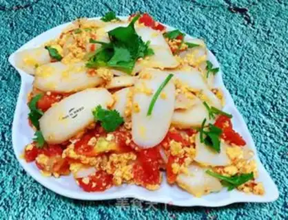 Make Tomato eggs, fried cake step 11