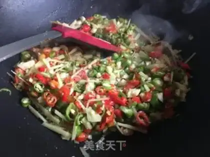 Make Yellow, purple, fried meat step 5