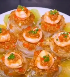 Make Garlic fans steam shrimp step 10