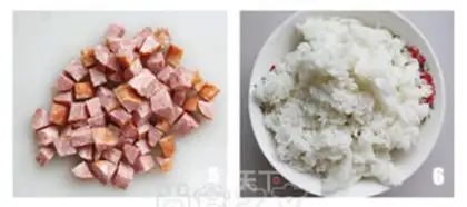 Make Five-colour sausage fried rice step 2