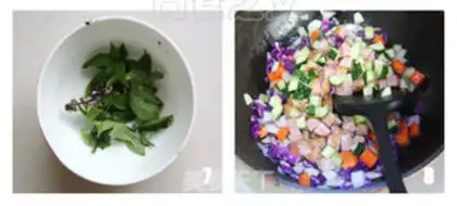 Make Five-colour sausage fried rice step 3