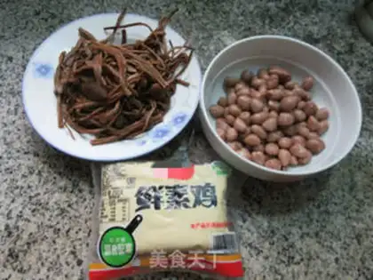 Make Tea mushrooms, peanut rice, veggie chicken step 0