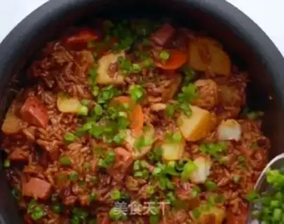 Make Ham sausage potato rice step 5