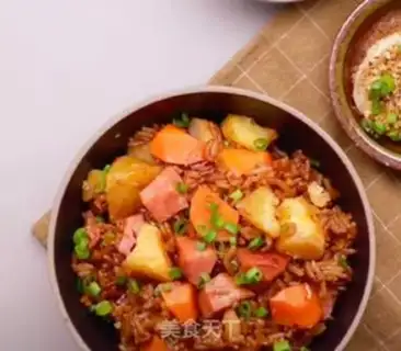 Make Ham sausage potato rice step 6