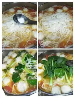 Make Fishball hot noodles step 8