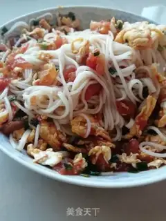 Make Tomato egg rice noodles step 8
