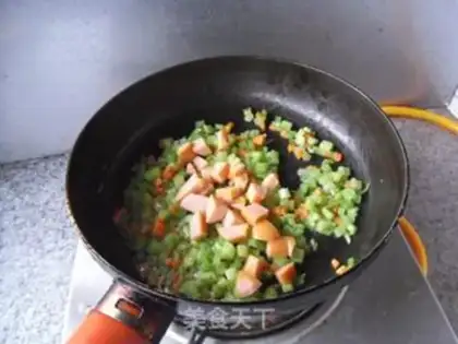 Make Corn sausage fried rice step 4