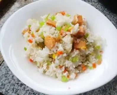 Make Corn sausage fried rice step 7