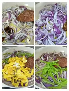 Make Onion pepper fried eggs step 5
