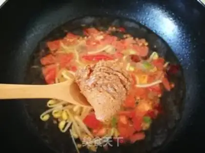 Make Gold pins and mushrooms, sprouts and soy sauce step 9