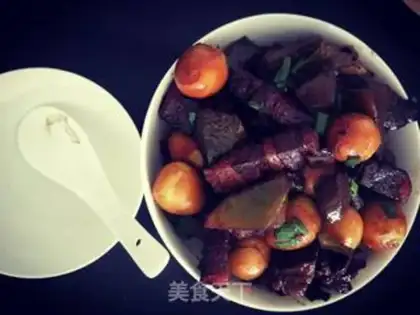 Make Red meat with quail eggs step 10