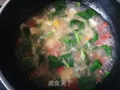 Make Spinach tofu eggflower soup step 13