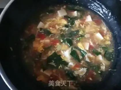 Make Spinach tofu eggflower soup step 15