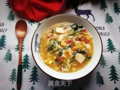 Make Spinach tofu eggflower soup step 16