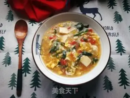 Make Spinach tofu eggflower soup step 17