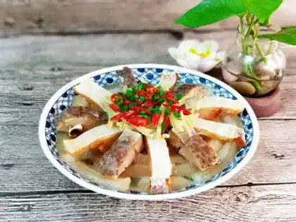 Make The salted fish steamed with flowers step 6
