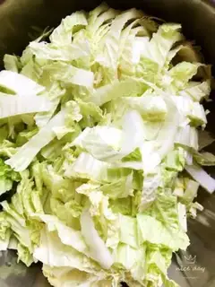 Make Tofu, tofu, mushroom, cabbage step 2