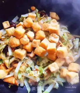 Make Tofu, tofu, mushroom, cabbage step 8
