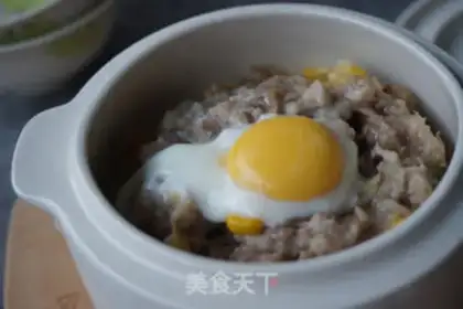 Make One person eats eggs and meatloaf step 6