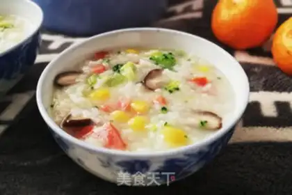Make {\bord0\shad0\alphaH3D}Sweet and vegetable ham congee step 6
