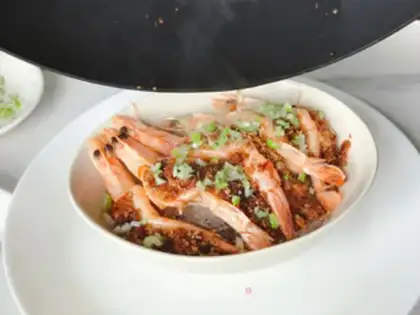 Make Garlic fan shrimp step 13