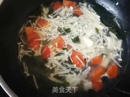 Make Golden pins and mushrooms, sprouts and eggs soup step 10
