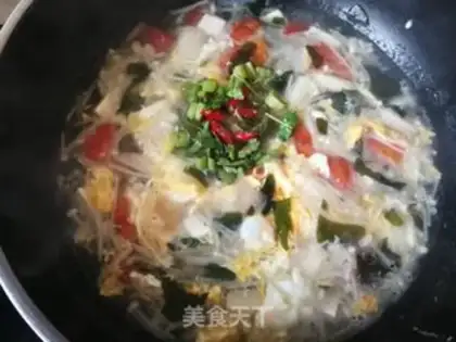 Make Golden pins and mushrooms, sprouts and eggs soup step 12