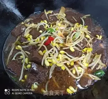 Make The bean sprouts burn duck blood step 5