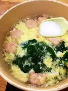 Make Shrimpball spinach egg soup step 6