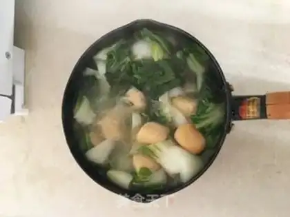 Make A tofu fruit fan soup step 3