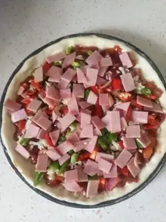 Make Shrimp ham pizza step 9