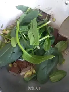 Make Spinach fried pig blood step 6