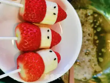 Make Strawberry Snowman step 12