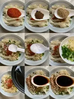 Make The dumplings, the oil, the noodles step 4